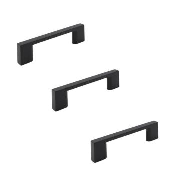 Imagem de Kit 3 Puxador Preto Fosco Il 950 Italy Line Metal 64Mm