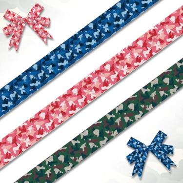 Imagem de ABTOLS 3 rolos de 15 metros de fitas com tema de estampa de leopardo animal com estampa de guepardo fitas decorativas de gorgorão verde exército rosa azul fita de embrulho de 9,5 cm para artesanato