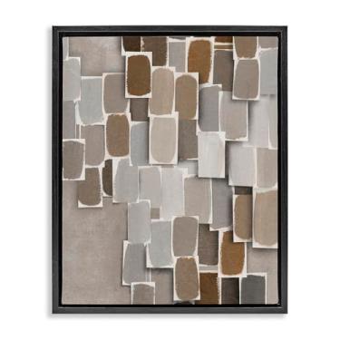 Imagem de Stupell Industries Tela flutuante em camadas neutras em camadas com moldura preta design de parede por Emma Peal, 53 x 43 cm