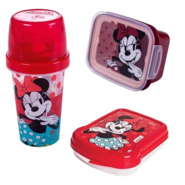 Imagem de Kit Lanche 3 Peças Lancheira Infantil Plasutil Shakeira Marmita Sanduicheira (Minnie Vermelha)