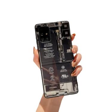 Imagem de XAVIBEETAG Capa de metal de vidro temperado para Samsung Galaxy A71 5 g versões de 6,7 polegadas para meninos, homens e meninas, design traseiro de bateria PCB para celular urbano compatível com a71