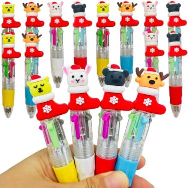 Imagem de Mini caneta multicolorida de Natal em uma 4 em 1 lindas canetas esferográficas kawaii de tinta sortidas para crianças, presente de aniversário, férias de inverno, presente de estudante, material