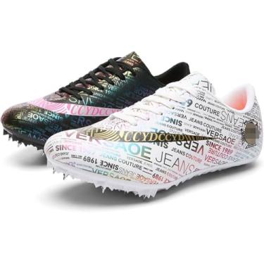 Imagem de Homens Mulheres Spike Shoes Homens Running Spikes Track And Field Spikes Shoes Antiderrapante Destacável Com Spikes Malha Leve Respirável Para Pista Antiderrapante Sprint, Black and White, 41EU