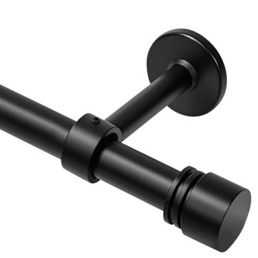 Imagem de Varões de cortina de 3,5 cm para janelas de 3,7 m, 2,5 cm de diâmetro para janelas grandes - comprimento ajustável para sala de estar e quarto, suportes de alumínio mais resistentes, tampas modernas