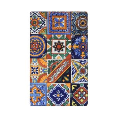 Imagem de HANGWWZQ Telhas mexicanas Talaveras Tampa de tomada de dispositivo em branco 1 gangue sem dispositivo placa de parede em branco para interruptor de luz placa de cobertura de tomada elétrica para