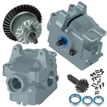 Imagem de BRCatWPark Aluminium Transmission Gearbox Upgrades Part for 1/10 Slash/Rustler/Stampede/Jato VXL 4X4 4WD,XO-1,RC Front Rear Gearbox & 37T Differential Gear,Replace #6880#6881,Titanium