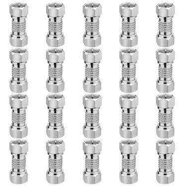 Imagem de Conector coaxial macho para macho, pacote com 20 adaptadores de extensão de acoplador coaxial RG6 tipo F 75ohm F para cabo coaxial, TV montada na parede, placas de parede, divisor, amplificador
