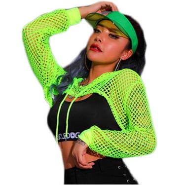 Imagem de Camiseta Fishnet Avidlove, roupas femininas Neon 80S, poliéster verde