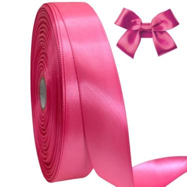 Imagem de AEVORA Fita de cetim dupla face de 9,5 cm, fita de embrulho de presente 50 metros para buquês de flores, embrulho de artesanato de Natal, faixas de cabelo, costura de casamento (rosa choque 35)