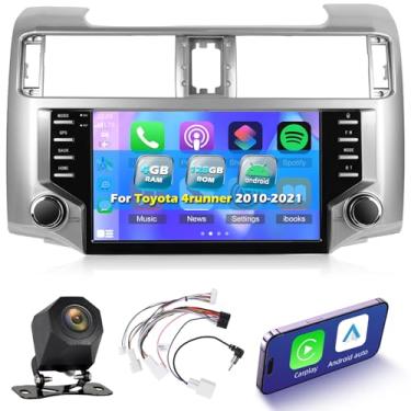 Imagem de 4 + 128 G Android 15 estéreo automotivo para Toyota 4runner 2010-2021, rádio IPS com tela sensível ao toque de 9 polegadas com reprodução sem fio e Android Auto/EQ/5GHz WiFi/GPS/SWC + câmera de visão