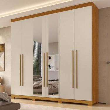 Imagem de Guarda Roupa Casal com Espelho e Pés 6 Portas Em MDF Nubia ACP Móveis,