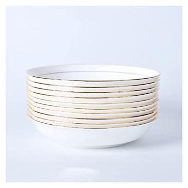 Imagem de Prato de serviço, 10 peças, pratos de jantar de porcelana, pratos grandes de salada de 21,8 cm, pratos de pizza e massa, pratos de servir sobremesa, apetzier pratos, forno de micro-ondas e lava-louças