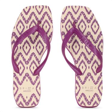Imagem de Chinelo Brizza Arezzo Bico Quadrado Ikat Rosa e Bege - Feminino-Feminino