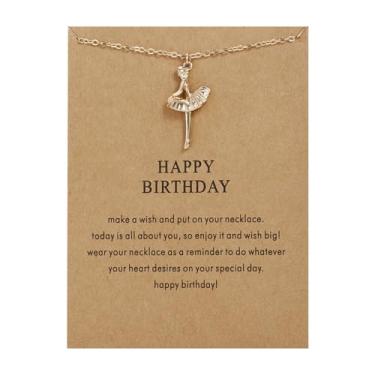 Imagem de Colar de feliz aniversário, presente para amigas, irmãs, balé, para neta e filha, presentes de aniversário da mãe, avó, bailarina, pingente de recital de dança