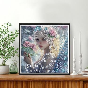 Imagem de Kits de arte de diamante DIY para mulheres adultas formato especial - kits de pintura de diamante 5D para adultos flor - ponto cruz bordado de cristal - artesanato para decoração de parede e