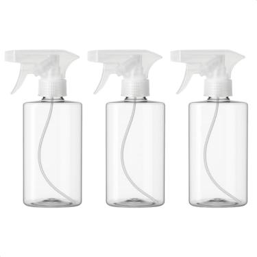 Imagem de Kit 3 Frasco Cilindrico Borrifador Spray Natural Pulverizador com Válvula Multiuso Transparente 300ml