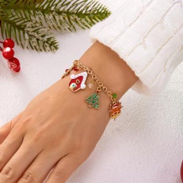 Imagem de Pulseiras de Natal para mulheres, berloques, miçangas, pulseiras de Natal, joias, presentes, decorações de árvores, roupas festivas, conjunto de pulseiras com berloques