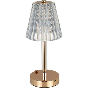 Imagem de Luminaria De Mesa Decorativa Led Usb Metal 29x12x12cm Ouro