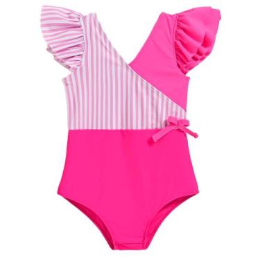 Imagem de Maiô infantil de peça única Mioglrie Pink Block 3T 4T