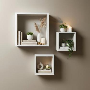 Imagem de Kit 03 Nichos Branco MDF Variado Decoração Sala Quarto Cozinha Banheir