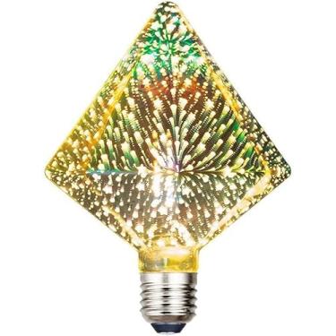 Imagem de Lâmpada de fogo de artifício 3D, lâmpada LED E27 AC 85-220V 4W G95 Retro Edison Starry para decoração de Natal (diamante/B)