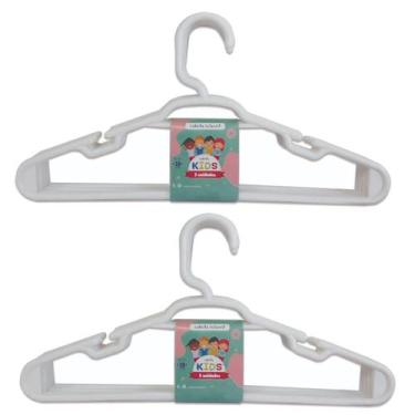 Imagem de Kit 10 Cabides Infantil Branco Plástico Reforçado 28x14cm - Trioplast