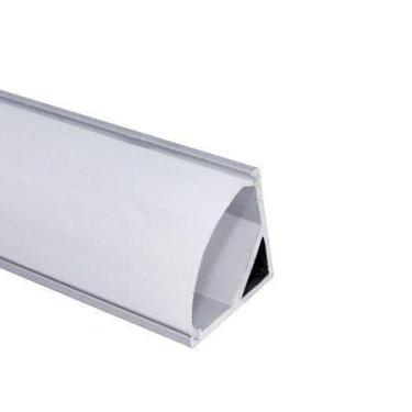 Imagem de Perfil Sobrepor Canto Para Fita Led 2 Metros Alumínio Difusor Leitoso 