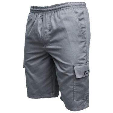 Imagem de Bermuda Calção Brim Sarja Masculino Elástico Cordão Cargo 5 bolsos Alg