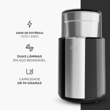 Imagem de Moedor De Café Wap Aroma Wmc200 Duas Lâminas Em Inox, Copo Removível E 200w De Potência 110V