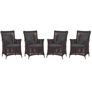 Imagem de 4 Poltronas Igapó Alumínio Pintura Preta Corda Náutica E11 Marrom