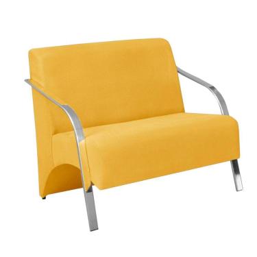 Imagem de Poltrona 2 Lugares Vênus Braço Alumínio Dsalla Suede Amarelo