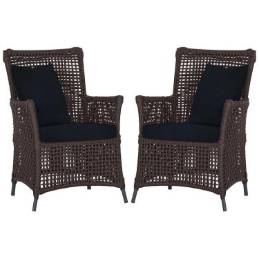 Imagem de Poltronas Igapó Alumínio Pintura Preta Corda Náutica E12 Marrom