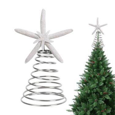 Imagem de Enfeite de árvore – enfeite de estrela para árvore de Natal | Enfeites de mesa central para janela, quarto, festa ao ar livre, casa, sala de estar, feriado