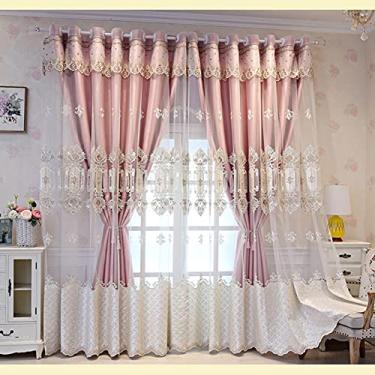 Imagem de Cortina blecaute de tule de camada dupla para sala de estar, elegante painel de cortinas escurecimento em camadas, blecaute em camadas, isolamento térmico, para quarto de menina, com isolamento