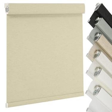 Imagem de Changshade Persianas de rolo sem fio para janelas internas blackout sem furadeira, sem ferramentas, bloqueio térmico de calor para quarto, banheiro, berçário, linho marrom