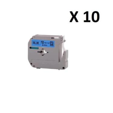 Imagem de Kit 10 Fitas Compatível Brother M-K531 Azul Letra Preta 12Mm - Geral