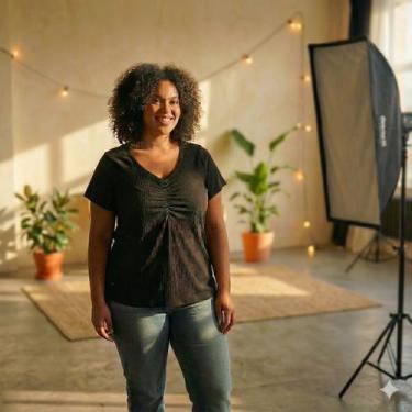 Imagem de Blusa Feminina Rechsul Plus Size Ribana Canelada Preto, Preto, G2