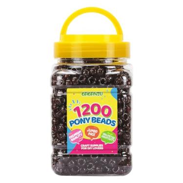 Imagem de Miçangas de pônei com glitter a granel para pulseira, 1200 peças, contas marrons para cabelo, fazer joias, tranças, artesanato, Kandi, chaveiros e ornamentos decorações, em caixa