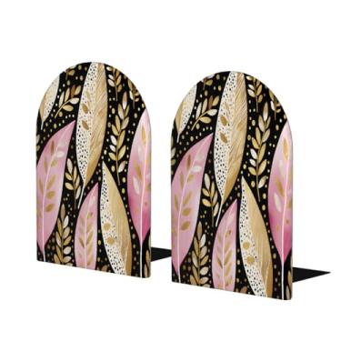Imagem de Spring Retro Feather Flower Large Wooden Bookend Decorative Bookend Antiderrapante Heavy Duty Book Ends for Office Desk Home Office Library School Study Decoration Book Divisores para prateleiras, 1