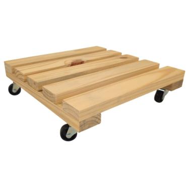 Imagem de KIT COMBO 2 SUPORTES DE MADEIRA PARA VASOS 30X30 COM RODINHAS - Carrinho Móvel para Plantas, Base com Roda para Jardim, Varanda e Decoração Interna(1 unidade)