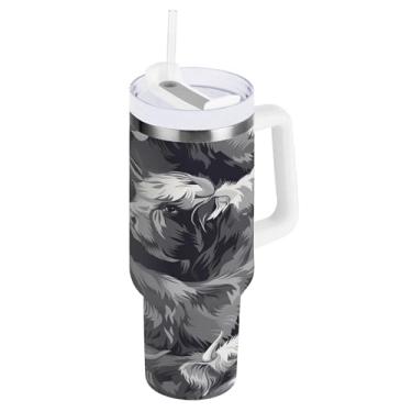 Imagem de xigua Copo Highland Cow de 850 g com tampa e canudo, aço inoxidável de vácuo duplo isolado garrafa de água esportiva suporte para copo de café de viagem à prova de vazamento para bebida gelada