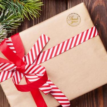 Imagem de 500 adesivos práticos de agradecimento, etiquetas circulares autoadesivas de folha dourada transparente de Natal para decorar embalagens, envelopes e cartões comemorativos para uso diário e festas