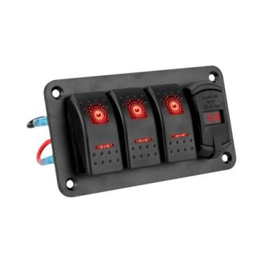 Imagem de Painel De Interruptores À Prova d'Água 12V-24V Com Voltímetro Digital,