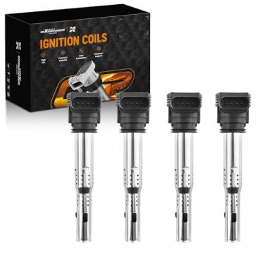 Imagem de maXpeedingrods Pacote de bobinas de ignição UF575 para Audi A3 A4 A5 A6 TT Q3 Q5 Quattro 2006-2018, para VW Jetta Passat Beetle Golf GTI Conjunto de 4 bobinas Kit UF-575