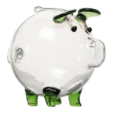 Imagem de Fenteer Cofrinho de Porquinho de Vidro, Pote para Economizar Dinheiro, Centro de Mesa, Organizador de Mesa Infantil para Festas de Páscoa, Verde 6x7cm