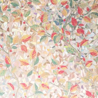 Imagem de Película removível para janela de privacidade sem cola, prisma 3D, folhas de outono, matizes de porta de vidro deslizante, reduzem o calor, antirreflexo UV, brilho solar, adesivo de capa manchada, 89