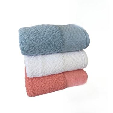 Imagem de Toalha Banho Toalhas de Banho Grandes e Macias 100% AlgodãO Puro Altamente Absorvente AgradáVel ao Toque Adequado para Todos os Tipos de Casas de Banho(Azul/Branco/Rosa)