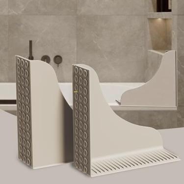 Imagem de Roslim Pacote com 2 protetores de respingos de chuveiro sem adesivo com ventosas fortes, bloqueador de água de canto de banheira reutilizável para vedação segura, mantenha a água no chuveiro ou na