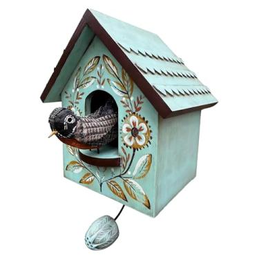 Imagem de Arte cinética caprichosa decoração de parede de casa de pássaro, casa de pássaro de bétula, arte de parede de jardim ao ar livre, decoração de pássaros para casa, dê vida às suas paredes com esta casa