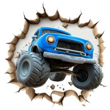 Imagem de MaiKeAYang Decalques de parede 3D murais removíveis vinil paredes decorações grande pneu veículo off-road para sala de estar quartos de bebê quarto banheiro casa parede decoração DIY